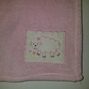 Baby Gear Pink Sheep Lamb Fleece Baby Blanket Lovey Flowers White 30x40-